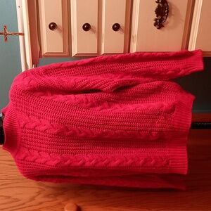 Vintage Casual Corner red cable knit sweater with original shoulder pads, sz S